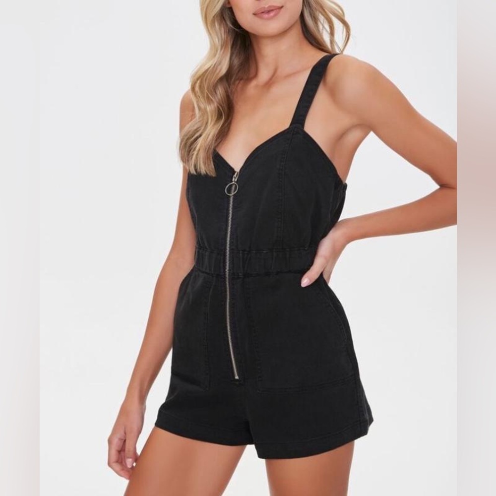 Forever 21 Charcoal Denim Romper